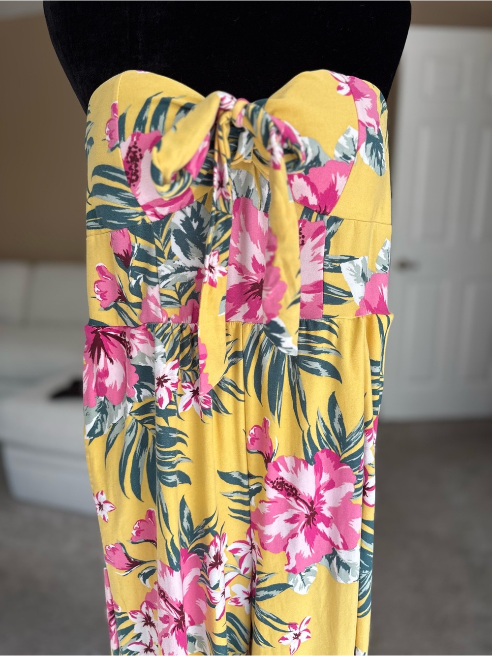 Yellow Floral Tie-Front Maxi Skirt